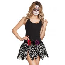 Jupe Squelettes Mexicains Adulte Dia De Los Muertos - Thème: Halloween - Couleur: Noir - Taille: Taille Unique