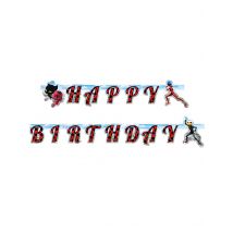 Guirlande En Carton Happy Birthday Ladybug 170 Cm - Thème: Héros Et Super Méchants - Couleur: Coloré - Taille: Taille Unique