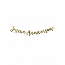 Guirlande Joyeux Anniversaire Métallisée Dorée 1,80 M - Thème: Happy Birthday Noir Et Or - Couleur: Doré - Taille: Taille Unique