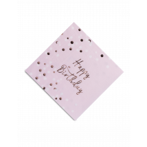 16 Serviettes En Papier Happy Birthday Confettis Rose Gold 33 X 33 Cm - Rose - Taille: Taille Unique