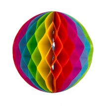3 Boules En Papier Alvéolées Arc-en-ciel 15, 20 Et 25 Cm - Multicolore - Taille: Taille Unique