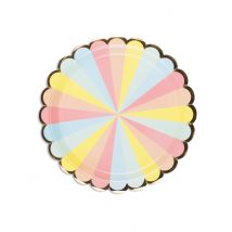 8 Assiettes En Carton Berlingot Pastel Et Dorure 23 Cm - Thème: Couleurs - Couleur: Rose - Taille: Taille Unique
