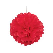 Pompon à suspendre en papier rouge 40 cm