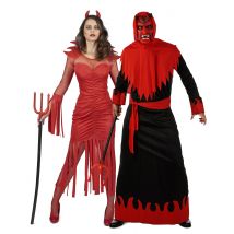 Déguisement De Couple Diable Démoniaque Adulte - Thème: Magie Et Horreur - Couleur: Rouge - Taille: Taille Unique
