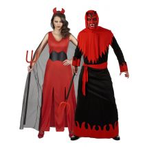 Déguisement De Couple Démoniaque Adulte - Thème: Magie Et Horreur - Couleur: Rouge - Taille: Taille Unique