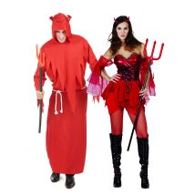 Déguisement De Couple Diable Adultes Halloween - Thème: Diables - Couleur: Rouge - Taille: Taille Unique
