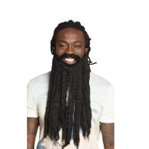 Barbe Rastaman Adulte - Thème: Peuples Du Monde - Couleur: Noir - Taille: Taille Unique