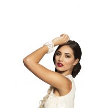 Bracelet Perles Blanches Femme - Thème: Années 20'/30' - Couleur: Blanc - Taille: Taille Unique