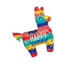 Ballon Aluminium Piñata Lama Happy Birthday 73 X 83 Cm - Thème: Anniversaire - Couleur: Multicolore - Taille: Taille Unique