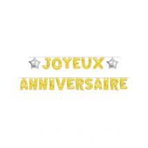 Guirlande Ballons Lettres Joyeux Anniversaire Dorée 6m - Doré - Taille: Taille Unique