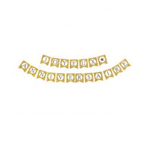 Guirlande Joyeux Anniversaire Or Pailletée - Blanc - Taille: Taille Unique