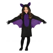Déguisement chauve-souris noir et violet fille