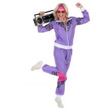Déguisement Survêtement Années 80 Femme - Thème: Années 80 : Pop, Fluo - Couleur: Violet - Taille: S