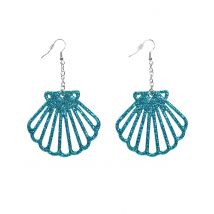 Boucles D'oreilles Coquillages Brillants Adulte - Thème: Carnaval - Couleur: Bleu - Taille: Taille Unique