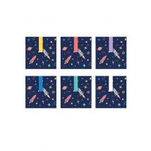 6 Sacs Cadeaux En Papier Space Adventure 13 X 14 Cm - Thème: Espace - Couleur: Bleu - Taille: Taille Unique