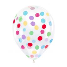 6 Ballons en latex transparents avec confettis multicolores 30 cm