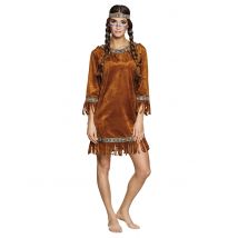 Déguisement Indienne Faux Daim Femme - Thème: Western - Couleur: Marron - Taille: Taille Unique