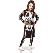 Déguisement Complet Squelette Fille - Thème: Magie Et Horreur - Couleur: Noir - Taille: 5 à 6 ans (110 à 116 cm)