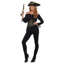 Chemise Pirate Noire Luxe Femme - Thème: Pirates - Couleur: Noir - Taille: S