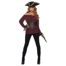 Chemise Pirate Bordeau Luxe Femme - Thème: Chemises - Couleur: Rouge - Taille: S