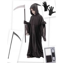 Pack Déguisement Et Accessoires Faucheur Garçon - Thème: Faucheuse - Couleur: Noir - Taille: Taille Unique