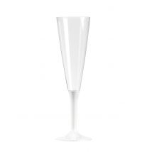 10 Flûtes À Champagne Pied Blanc 150 Ml - Blanc - Taille: Taille Unique