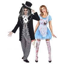 Déguisement De Couple Alice Et Chapelier Fou Gothique Adulte - Thème: Contes - Couleur: Multicolore - Taille: Taille Unique
