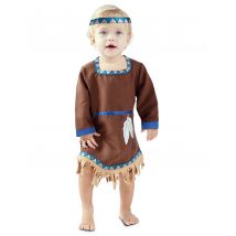 Déguisement Robe Petite Indienne Bébé - Thème: Western - Couleur: Marron - Taille: 6 à 12 mois (67-69 cm)