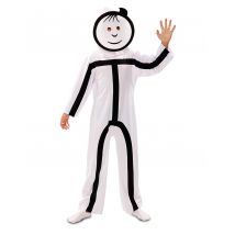 Déguisement Avec Masques Stickman Enfant - Thème: Humour - Couleur: Blanc - Taille: 3 à 4 ans (92-104 cm)