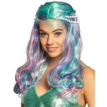 Perruque sirène pastel avec perles adulte