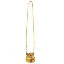 Collier En Métal Insigne Police Doré Adulte - Thème: Uniforme - Couleur: Doré - Taille: Taille Unique
