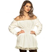 Tunique Renaissance Blanche Femme - Thème: Renaissance Et 19ème - Couleur: Blanc - Taille: XL (44/46)