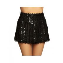 Jupe À Sequins Noirs Femme - Thème: Années 60'/70' - Couleur: Noir - Taille: Taille Unique