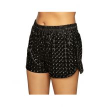 Short Sporty Noir Brillant Femme - Thème: Années 60'/70' - Couleur: Noir - Taille: Taille Unique