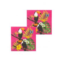 20 Serviettes En Papier Toucan Fuchsia 33 X 33 Cm - Thème: Fête À La Plage - Couleur: Multicolore - Taille: Taille Unique