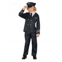 Déguisement Pilote D'avion Garçon - Thème: Uniforme - Couleur: Noir - Taille: 5 à 6 ans (110-115 cm)