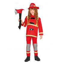Déguisement Pompier Rouge Enfant - Thème: Uniforme - Couleur: Rouge - Taille: 7 à 9 ans (125-135 cm)