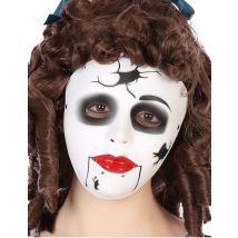 Masque Poupée Fissurée Adulte - Thème: Magie Et Horreur - Couleur: Blanc - Taille: Taille Unique