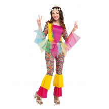 Déguisement Hippie Tulle Femme - Thème: Années 60'/70' - Couleur: Multicolore - Taille: M / L