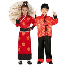 Déguisement De Couple Chinois Rouge Enfant - Thème: Peuples Du Monde - Couleur: Noir - Taille: Taille Unique