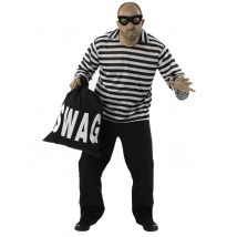 Déguisement Cambrioleur Rayé Homme - Thème: Prisonniers, Gangsters - Couleur: Noir - Taille: XL