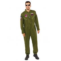 Déguisement Combinaison Top Gun Homme - Thème: Héros Et Super Méchants - Couleur: Vert - Taille: M