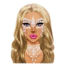 Bijoux Pour Visage Adhésifs Loup Blanc - Thème: Strass Et Paillettes - Couleur: Blanc - Taille: Taille Unique