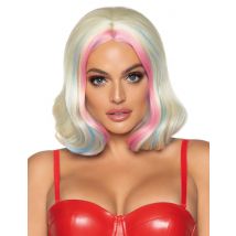 Perruque Courte Fille Déjantée Adulte - Thème: Héros Et Super Méchants - Couleur: Blanc - Taille: Taille Unique