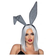 Oreilles De Lapin Argentés Adulte - Thème: Animaux Et Petites Bêtes - Couleur: Argenté / gris - Taille: Taille Unique