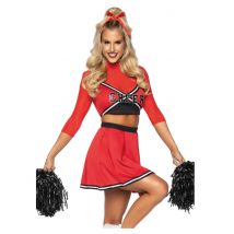 Déguisement Luxe Pompom Girl Rouge Femme - Thème: Sportifs - Couleur: Rouge - Taille: XS (34)