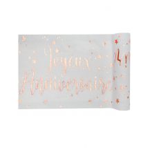 Chemin de table coton anniversaire rose gold 3m x 28 cm