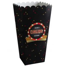 8 Cornets À Popcorn Carton Hollywood 6 X 17 Cm - Thème: Hollywood - Couleur: Noir - Taille: Taille Unique