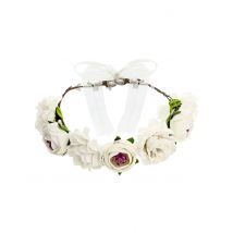 Couronne De Fleurs Blanches 17 Cm - Thème: Hippies - Couleur: Blanc - Taille: Taille Unique