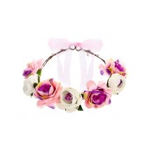 Couronne De Fleurs Roses 17 Cm - Thème: Hawaï - Couleur: Rose - Taille: Taille Unique